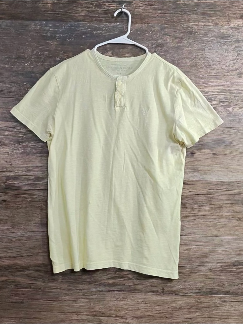 American Eagle Outfitters Pale Yellow Short Sleeve Henley